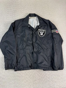 Chaqueta cortavientos vintage de los Raiders para hombre mediana negra entrenador de fútbol americano de la NFL años 90 - Imagen 1 de 8