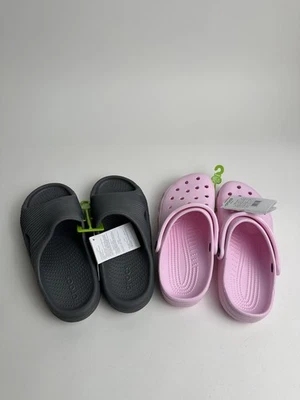 批量 2 件 Crocs 男女通用经典木屐和 Mellow Tide 恢复幻灯片 尺寸 M8/W10 全新带标签 — 第 1/4 张图片