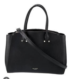 KATE SPADE BLACK TRIPLE COMPARTMENT BAG TOTE ~ W/DETACHABLE SHOULDER STRAP - Picture 1 of 16