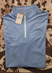 NEW PETER MILLAR 1/4 Zip Pullover Sweater Perth Shirt FENWAY GOLF CLUB Sz M Blue - Picture 1 of 8