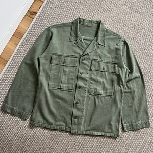 Vintage US Army HBT Herringbone Khaki Military Faded Cotton Jacket WW2 - Picture 1 of 15