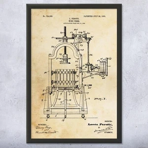 Wine Press Patent Wall Art Poster, Canvas or Framed Wine Bar Decor Wine Wall Art - Picture 1 of 15