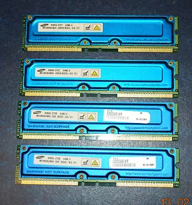 SAMSUNG 64MB / 4 PC800-45 RDRAM MR16R0824BN1-CK8IN Modules Matched Set of 4 - Picture 1 of 2