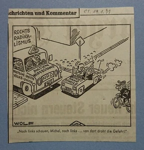 Old Display Tageblatt Coburg 19.01.71 Political Satire Politics Economy Wolf - Picture 1 of 2