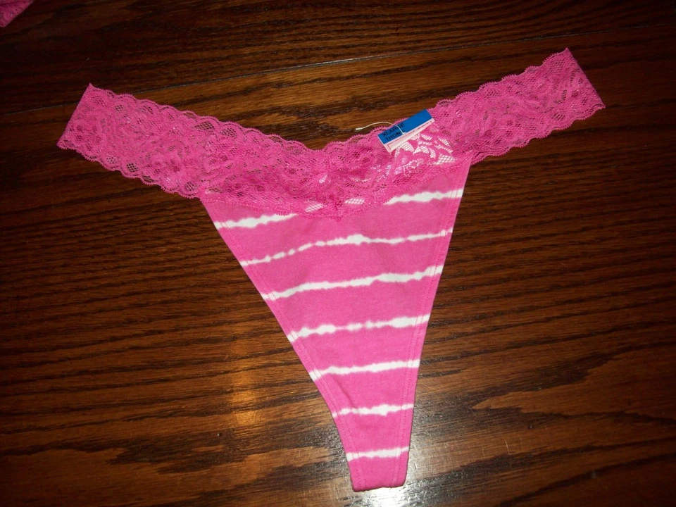NUEVO CON ETIQUETAS BRAGAS TANGA JENNI ALGODÓN SPANDEX con cintura de encaje rosa tie-dye Foto 1 de 1