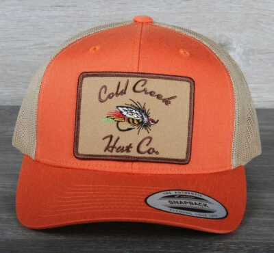 Cold Creek Hat Co Fishing Fly Patch on a Yupoong 6606T Trucker Hat Snapback - Image 1 of 4