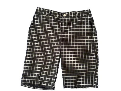 Pantalones Cortos de Golf Ralph Lauren Talla 4 Negro Blanco Cuadros Algodón Elástico Bermudas Foto 1 de 4