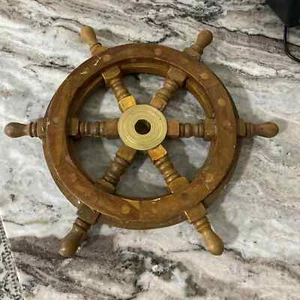 Designer 12 Inch Wooden Nautical Brass Ship Wheel - Antique Home Handmade - Picture 1 of 5