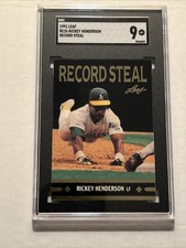 1991 Leaf Gold "Record Steal" #BC26  Rickey Henderson  SGC 9 MT