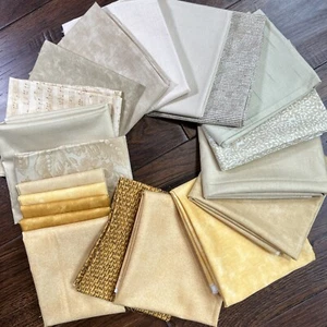 15 Fat Quarter, 5 Fat Eighths BUNDLE Yellow/ Tan Farmhouse Cotton Fabric- Moda - Picture 1 of 5
