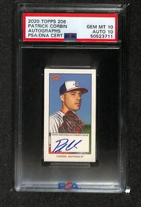 2020 Topps 206 ON CARD AUTOGRAPHS PATRICK CORBIN SSP PSA 10 AUTO 10 POP 2 RARE - Picture 1 of 2
