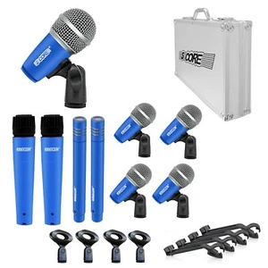 5 Core Drum Microphone Kit 9 Piece All Metal Drummer Mics Instrument Set - Picture 1 of 10
