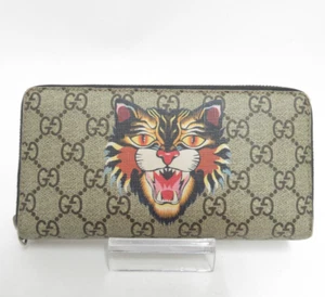 Authentic GUCCI GG Supreme Angry Cat PVC Leather Zip Around Zippy Wallet #40316 - Picture 1 of 17