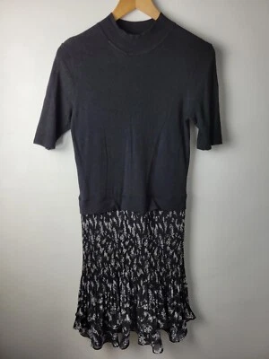 Oasis Women Size S Black Knit Layered Frill Skirt Dress Formal Career Smart - Image 1 of 4