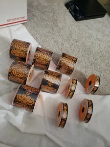 Halloween Wired Ribbon 10 Rolls 2.5" X 12' (6 Rolls) And 5/8" X 9' (4 Rolls) New - Picture 1 of 4