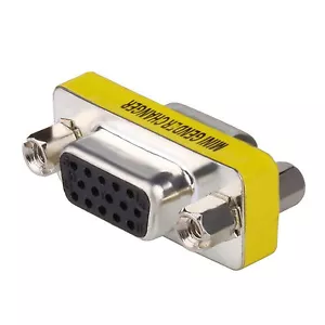 15 Pin VGA SVGA Female to Female Plug Coupler gender Changer Converter Adapter - Picture 1 of 6