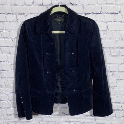 Blazer Talbots Mujer Terciopelo Azul Marino Talla 8P Corpcore Business Whimsigoth Grunge Foto 1 de 4