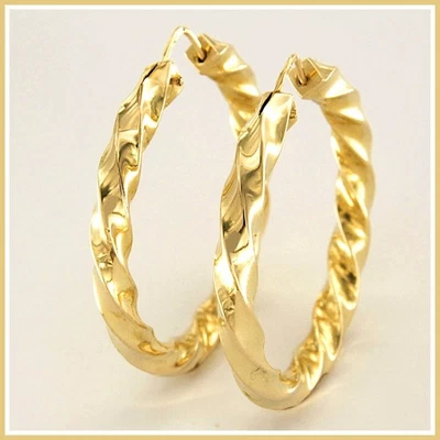 Orecchini in ORO Giallo 18 kt 750 a Cerchio Grande ad Anello Torchon da Donna - Immagine 1 di 4