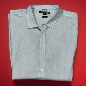 Michael Kors Mens XXL Blue Striped Tailored Fit Cotton Dress Shirt Long Sleeves - Picture 1 of 4