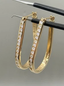 ATEMBERAUBENDE VINTAGE 14k 585 Gelbgold 0,78tcw Chanel Set Diamant Creolen Nachlass - Bild 1 von 13