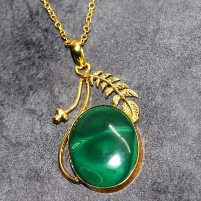 Collar Chrysocolla Malaquita Chapado en Oro 17" Mejor Regalo para Mujer GW Foto 1 de 3