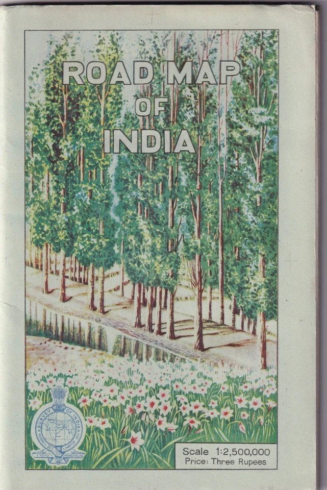 Mapa de ruta vintage de la India 1962 publicado por la Encuesta de la India. Foto 1 de 1
