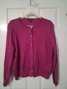 LANDS' END Women's SZ XL/P Long Sleeve Button Cardigan Sweater Cranberry - Picture 1 of 7