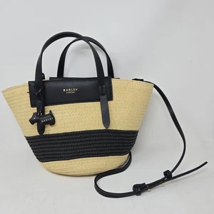 RADLEY LONDON North Street Leather & Woven Straw Multi-way Bag Black Leather - Bild 1 von 18