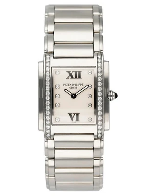 Reloj para dama Patek Philippe Twenty-4 4910 esfera blanca diamante con papeles Foto 1 de 4