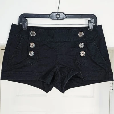 Mini Pantalones Cortos Express Negro Micro Pin Up Botón Mosca Tiro Bajo Bolsillo Algodón Talla 4 Foto 1 de 4