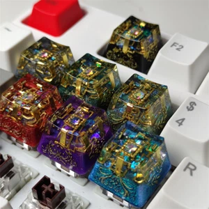 Personalized Handmade Keycap Secret gGold Realm Translucent Keycap Mechanical Ke - Picture 1 of 19
