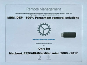 MDM Removal DEP Enrollment Unlock MacBook 2009-2017 - Photo 1/1
