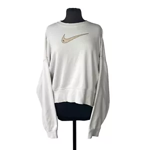 Nike Sweatshirt A Snort Vintage Damen Weiß aus Baumwolle Oversize Sport Größe M - Bild 1 von 9