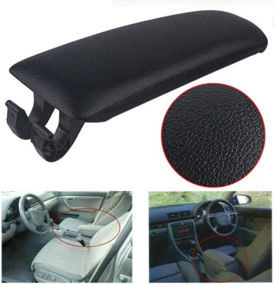 Cubierta de tapa de reposabrazos de cuero negro apta para Audi A4 2005-2008 Foto 1 de 4