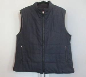 CORNELIANI ID WOOL REVERSIBLE NAVY QUILTED LEATHER TRIM POCKETS VEST, 56 (EU) - Picture 1 of 11