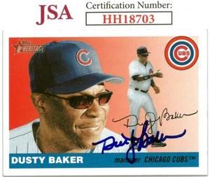 Dusty Baker signed 2004 Topps Heritage Baseball On Card Auto #191- JSA