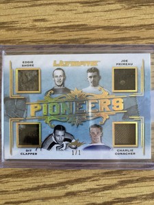 Shore Clapper Primeau Conacher 2019-20 Leaf Ultimate Pioneers Quad Mem 1/1 /1