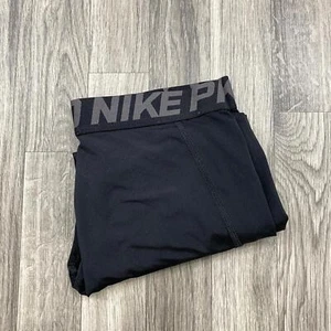 NIKE Dri-Fit Elastic Waist Black Athletic Compression Leggings Youth Size Large - Picture 1 of 8