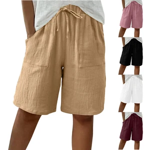 Shorts For Women Knee Length High Waisted Drawstring Summer Wide Leg Pants - Picture 1 of 27