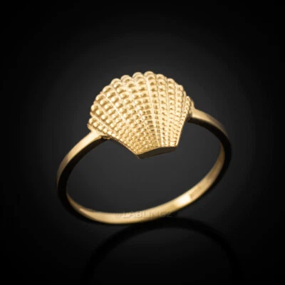 Dainty Gold Seashell Conch Ladies Ring - Image 1 of 4