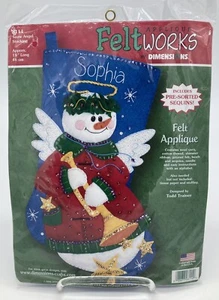 FeltWorks Applique by Dimensions Crafts Snow Angel Stocking 18 Inch Kit 8114 NOS - Picture 1 of 3