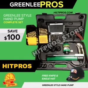 GREENLEE STYLE HYDRAULIC PUMP SET, NEW, KNOCKOUT SET, FREE EXTRAS, FAST SHIP - Picture 1 of 12