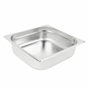 Sartén de acero inoxidable Vogue 2/3 Gastronorm con borde colgante 100 mm de profundidad - 8,7 L - Imagen 1 de 6