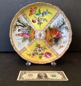 Antique Meissen Watteau Decorative Serving Bowl With Gilding & Blue Sword Mark - Picture 1 of 4