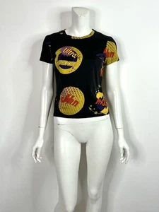 Vtg John Galliano 2002 Black Logo Decal Print T Shirt M - Picture 1 of 7