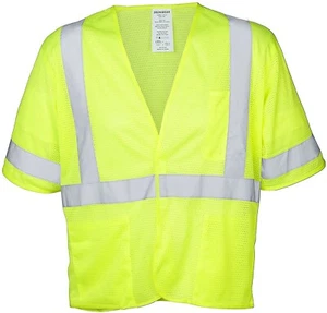🌟Ironwear XXL Hi-Vis Lime Reflective Mesh Short Sleeve Safety Vest, ANSI 3, 2XL - Picture 1 of 4