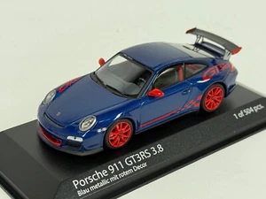 1/43 Minichamps Porsche 911 GT3RS 3.8 (997 II) 2009 en azul 410 069115 BK155 - Imagen 1 de 7