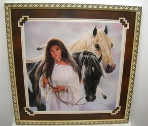 Maija The Dowry Indianer Pferd Kunstdruck gerahmt 29,75 x 29,50 signiert - Bild 1 von 8