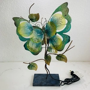 Pier 1 Metal Butterfly Rare Light Up Sculpture Double Sided Butterflies MCM Deco - Picture 1 of 5