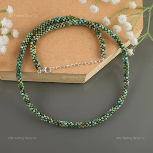 925 Sterling Silber Dezember Türkis Stein Tochter Boho Neu Perlenkette - Bild 1 von 6